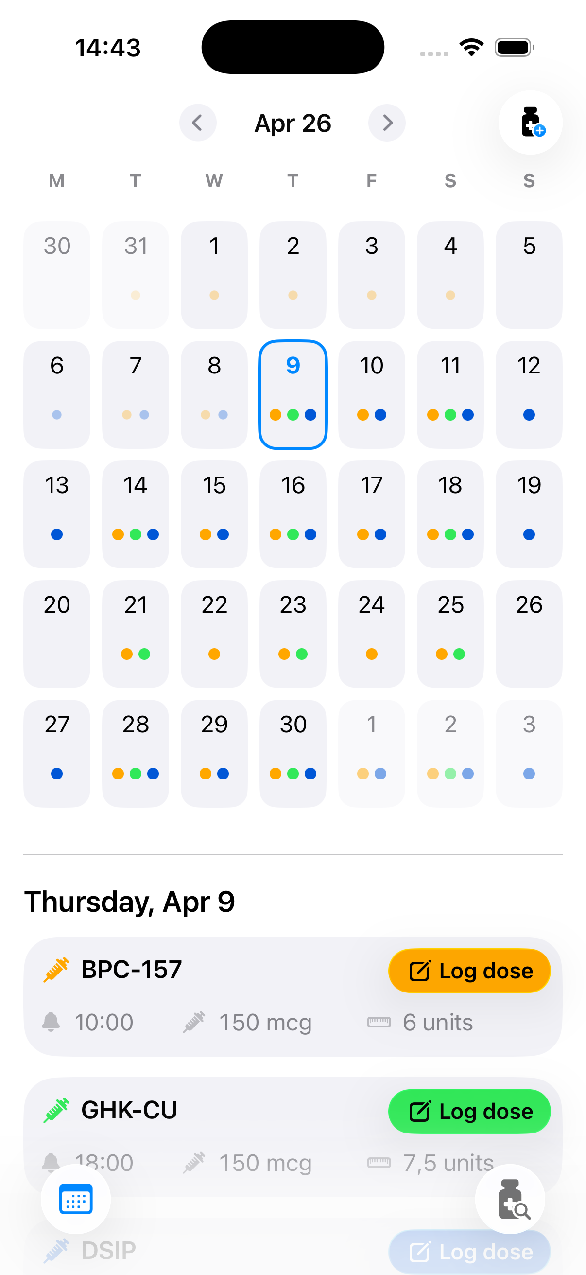 PepFlow calendar schedule screen
