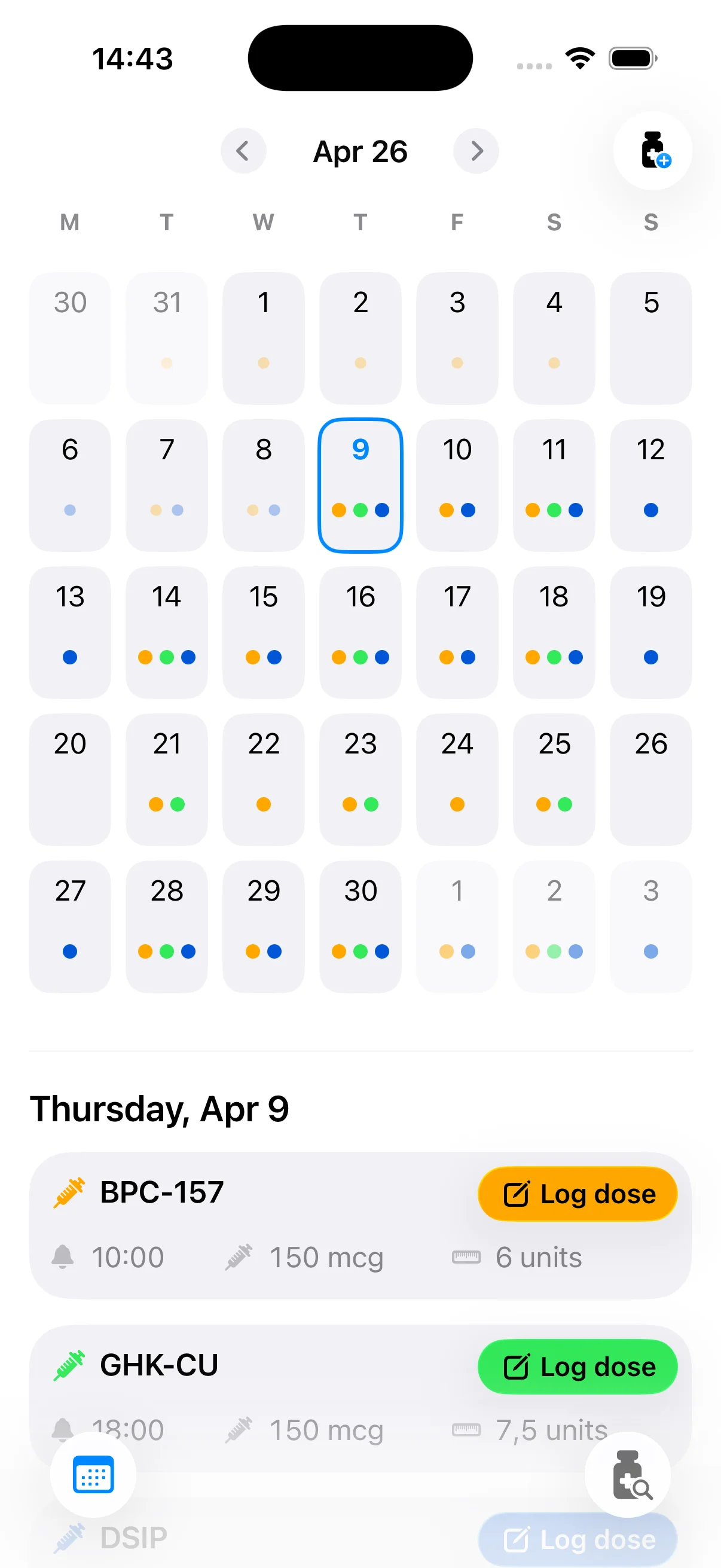 PepFlow calendar schedule screen
