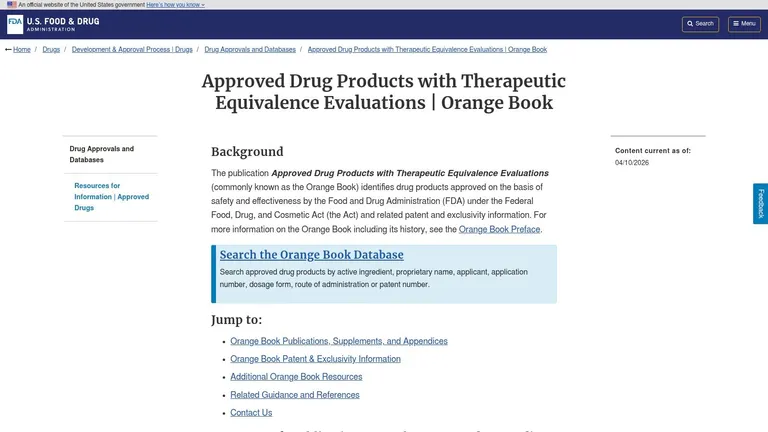 Orange Book (Approved Drug Products with Therapeutic Equivalence Evaluations)