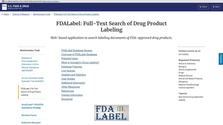 FDALabel (FDA full‑text labeling search)